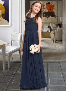 Ciara A-Line Scoop Neck Floor-Length Chiffon Junior Bridesmaid Dress With Ruffle XXCP0013441