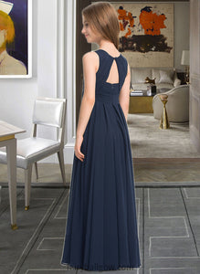 Ciara A-Line Scoop Neck Floor-Length Chiffon Junior Bridesmaid Dress With Ruffle XXCP0013441