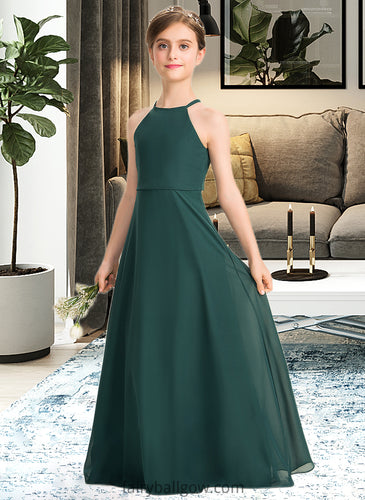 Riya A-Line Scoop Neck Floor-Length Chiffon Junior Bridesmaid Dress XXCP0013442