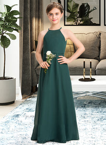 Riya A-Line Scoop Neck Floor-Length Chiffon Junior Bridesmaid Dress XXCP0013442