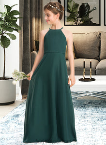 Riya A-Line Scoop Neck Floor-Length Chiffon Junior Bridesmaid Dress XXCP0013442