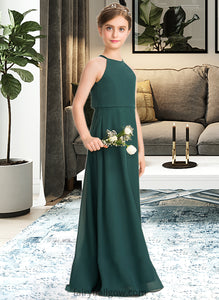 Riya A-Line Scoop Neck Floor-Length Chiffon Junior Bridesmaid Dress XXCP0013442