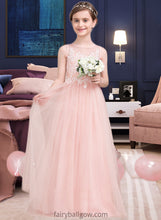 Load image into Gallery viewer, Frederica A-Line Scoop Neck Floor-Length Tulle Junior Bridesmaid Dress With Beading Sequins XXCP0013444