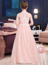 Load image into Gallery viewer, Frederica A-Line Scoop Neck Floor-Length Tulle Junior Bridesmaid Dress With Beading Sequins XXCP0013444