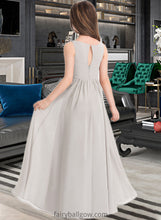 Load image into Gallery viewer, Amiya A-Line V-neck Floor-Length Chiffon Junior Bridesmaid Dress With Pockets XXCP0013446