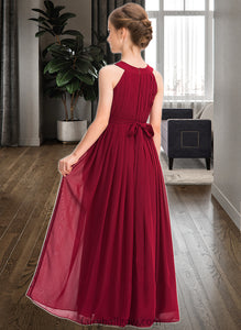 Kaylah A-Line Scoop Neck Floor-Length Chiffon Junior Bridesmaid Dress With Ruffle Beading Bow(s) XXCP0013447