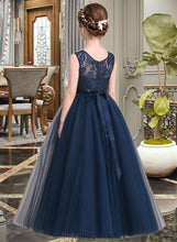 Load image into Gallery viewer, Kailee Ball-Gown/PrincessScoopNeckFloor-LengthTulleJuniorBridesmaidDressWithSash#126265 XXCP0013449