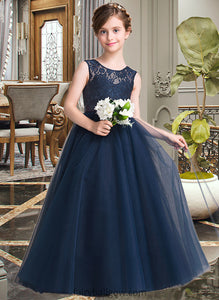 Kailee Ball-Gown/PrincessScoopNeckFloor-LengthTulleJuniorBridesmaidDressWithSash#126265 XXCP0013449