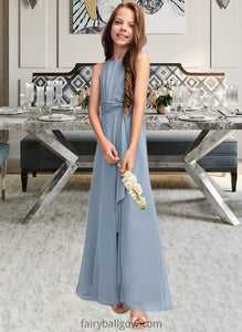 Andrea A-Line Scoop Neck Floor-Length Chiffon Junior Bridesmaid Dress With Cascading Ruffles XXCP0013450