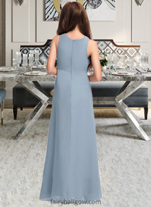 Andrea A-Line Scoop Neck Floor-Length Chiffon Junior Bridesmaid Dress With Cascading Ruffles XXCP0013450