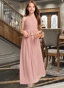 Dominique A-Line Scoop Neck Floor-Length Chiffon Junior Bridesmaid Dress With Ruffle XXCP0013451