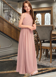 Dominique A-Line Scoop Neck Floor-Length Chiffon Junior Bridesmaid Dress With Ruffle XXCP0013451