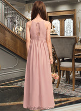 Load image into Gallery viewer, Dominique A-Line Scoop Neck Floor-Length Chiffon Junior Bridesmaid Dress With Ruffle XXCP0013451