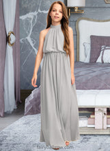 Load image into Gallery viewer, Kaitlynn A-Line High Neck Floor-Length Chiffon Junior Bridesmaid Dress With Ruffle XXCP0013452