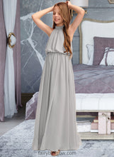 Load image into Gallery viewer, Kaitlynn A-Line High Neck Floor-Length Chiffon Junior Bridesmaid Dress With Ruffle XXCP0013452