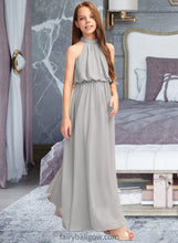 Load image into Gallery viewer, Kaitlynn A-Line High Neck Floor-Length Chiffon Junior Bridesmaid Dress With Ruffle XXCP0013452