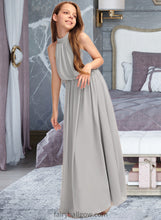 Load image into Gallery viewer, Kaitlynn A-Line High Neck Floor-Length Chiffon Junior Bridesmaid Dress With Ruffle XXCP0013452