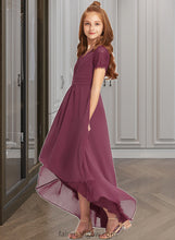 Load image into Gallery viewer, Daphne A-Line V-neck Asymmetrical Chiffon Lace Junior Bridesmaid Dress With Ruffle XXCP0013453