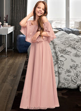 Load image into Gallery viewer, Zaria A-Line Off-the-Shoulder Floor-Length Chiffon Junior Bridesmaid Dress With Ruffle XXCP0013459