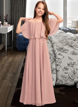 Load image into Gallery viewer, Zaria A-Line Off-the-Shoulder Floor-Length Chiffon Junior Bridesmaid Dress With Ruffle XXCP0013459