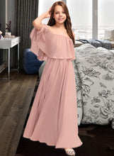 Load image into Gallery viewer, Zaria A-Line Off-the-Shoulder Floor-Length Chiffon Junior Bridesmaid Dress With Ruffle XXCP0013459