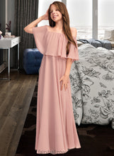 Load image into Gallery viewer, Zaria A-Line Off-the-Shoulder Floor-Length Chiffon Junior Bridesmaid Dress With Ruffle XXCP0013459