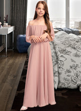 Load image into Gallery viewer, Zaria A-Line Off-the-Shoulder Floor-Length Chiffon Junior Bridesmaid Dress With Ruffle XXCP0013459