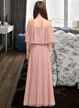 Load image into Gallery viewer, Zaria A-Line Off-the-Shoulder Floor-Length Chiffon Junior Bridesmaid Dress With Ruffle XXCP0013459