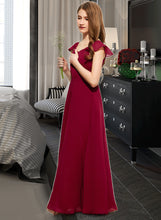 Load image into Gallery viewer, Angela A-Line V-neck Floor-Length Chiffon Junior Bridesmaid Dress With Ruffle XXCP0013461