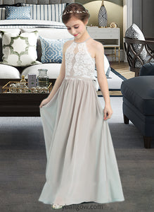 Celeste A-Line Scoop Neck Floor-Length Chiffon Junior Bridesmaid Dress XXCP0013463