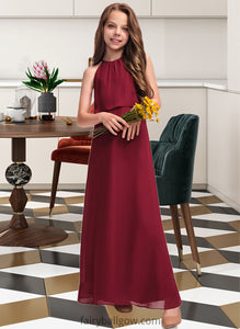 Francesca A-Line Scoop Neck Floor-Length Chiffon Junior Bridesmaid Dress With Ruffles XXCP0013465