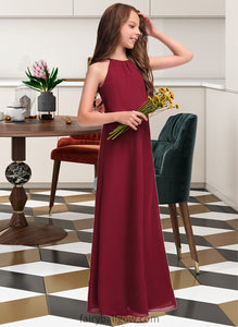 Francesca A-Line Scoop Neck Floor-Length Chiffon Junior Bridesmaid Dress With Ruffles XXCP0013465