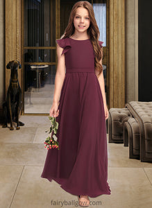 Monique A-Line Scoop Neck Floor-Length Chiffon Junior Bridesmaid Dress With Cascading Ruffles XXCP0013466