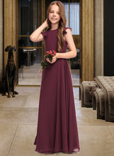 Load image into Gallery viewer, Monique A-Line Scoop Neck Floor-Length Chiffon Junior Bridesmaid Dress With Cascading Ruffles XXCP0013466