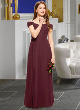 Load image into Gallery viewer, Claudia A-Line Off-the-Shoulder Floor-Length Chiffon Junior Bridesmaid Dress With Ruffle XXCP0013467