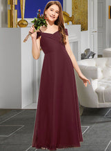 Load image into Gallery viewer, Claudia A-Line Off-the-Shoulder Floor-Length Chiffon Junior Bridesmaid Dress With Ruffle XXCP0013467