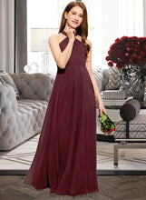 Load image into Gallery viewer, Camila A-Line V-neck Floor-Length Chiffon Junior Bridesmaid Dress With Ruffle XXCP0013468