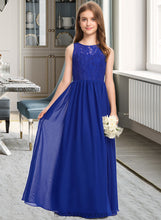 Load image into Gallery viewer, Carla A-Line Scoop Neck Floor-Length Chiffon Lace Junior Bridesmaid Dress XXCP0013469