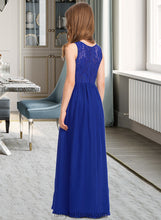 Load image into Gallery viewer, Carla A-Line Scoop Neck Floor-Length Chiffon Lace Junior Bridesmaid Dress XXCP0013469