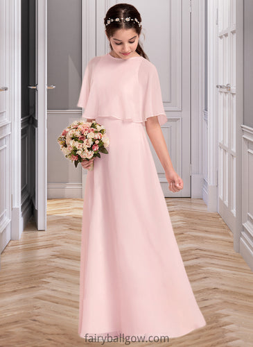 Lesley A-Line Scoop Neck Floor-Length Chiffon Junior Bridesmaid Dress XXCP0013472