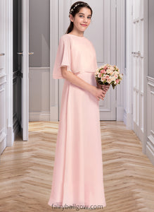 Lesley A-Line Scoop Neck Floor-Length Chiffon Junior Bridesmaid Dress XXCP0013472