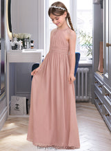 Load image into Gallery viewer, Faith A-Line Scoop Neck Floor-Length Chiffon Junior Bridesmaid Dress With Ruffle XXCP0013473