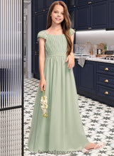 Load image into Gallery viewer, Makenzie A-Line Scoop Neck Floor-Length Chiffon Junior Bridesmaid Dress With Ruffle Bow(s) XXCP0013474