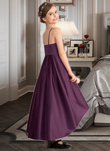 Load image into Gallery viewer, Mollie A-Line Scoop Neck Asymmetrical Satin Junior Bridesmaid Dress With Ruffle XXCP0013481