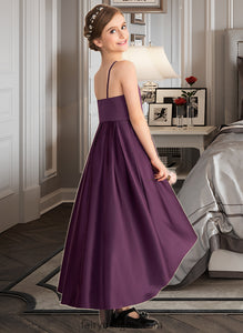 Mollie A-Line Scoop Neck Asymmetrical Satin Junior Bridesmaid Dress With Ruffle XXCP0013481