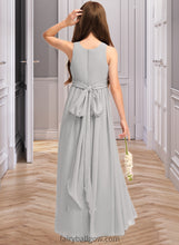 Load image into Gallery viewer, Alena A-Line Scoop Neck Floor-Length Chiffon Junior Bridesmaid Dress With Ruffle Bow(s) XXCP0013483