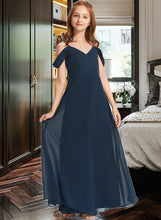 Load image into Gallery viewer, Myah A-Line Off-the-Shoulder Floor-Length Chiffon Junior Bridesmaid Dress XXCP0013485