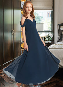 Myah A-Line Off-the-Shoulder Floor-Length Chiffon Junior Bridesmaid Dress XXCP0013485