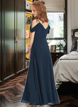 Load image into Gallery viewer, Myah A-Line Off-the-Shoulder Floor-Length Chiffon Junior Bridesmaid Dress XXCP0013485