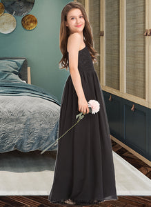 Ashtyn A-Line One-Shoulder Floor-Length Chiffon Lace Junior Bridesmaid Dress XXCP0013486